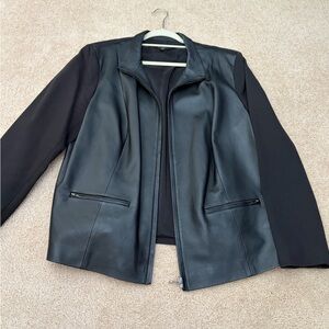 Talbots Black Leather Jacket with Modern Touch